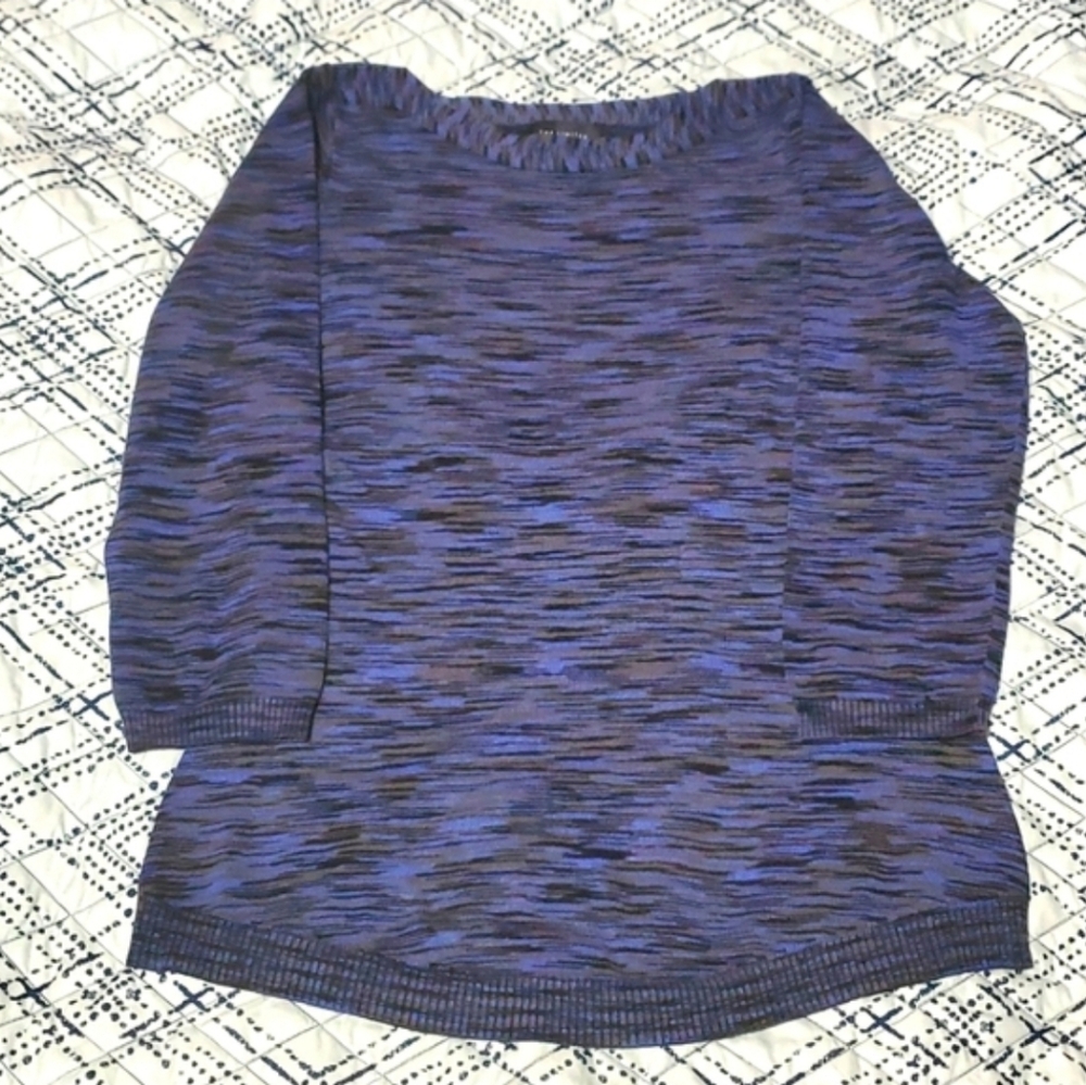 Indigo Blue, Black, & Grey Space Dye Bateau Neck Sweater